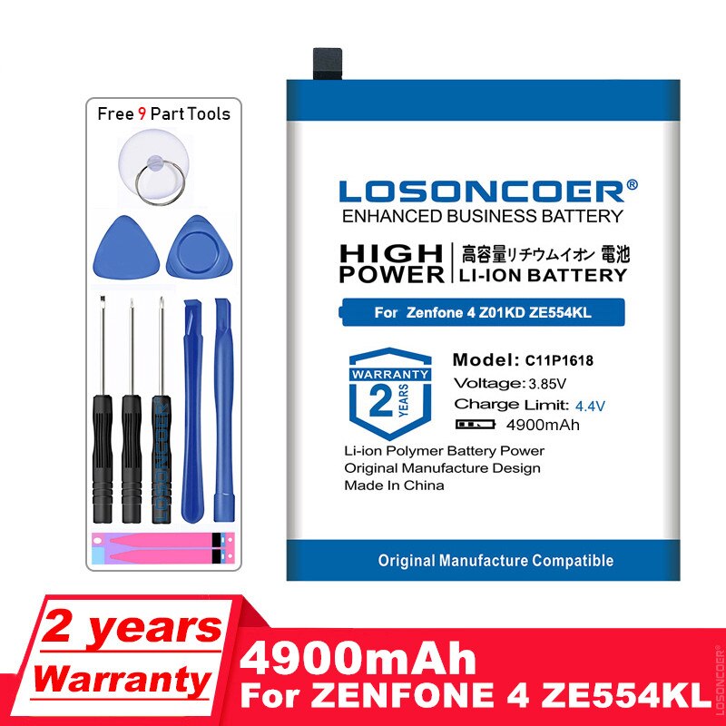 LOSONCOER C11P1618 4900mAh Batterie Für ASUS Zenfone 4 Z01KD ZE554KL ZenFone 5Q Lite ZC600KL X017DA Z01KDA Z01KS X017D Batterie