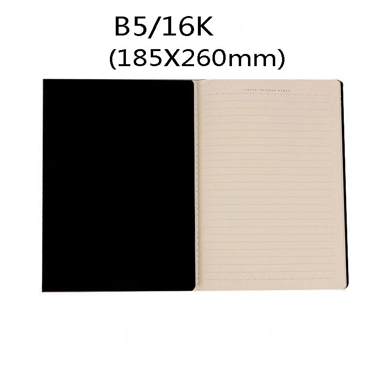 EZONE B5 Kraft Notebook Black Kraft Cover Notebook Blank Pages Line Paper Sketchbook Planner Notebook School Supply Stationery: T4