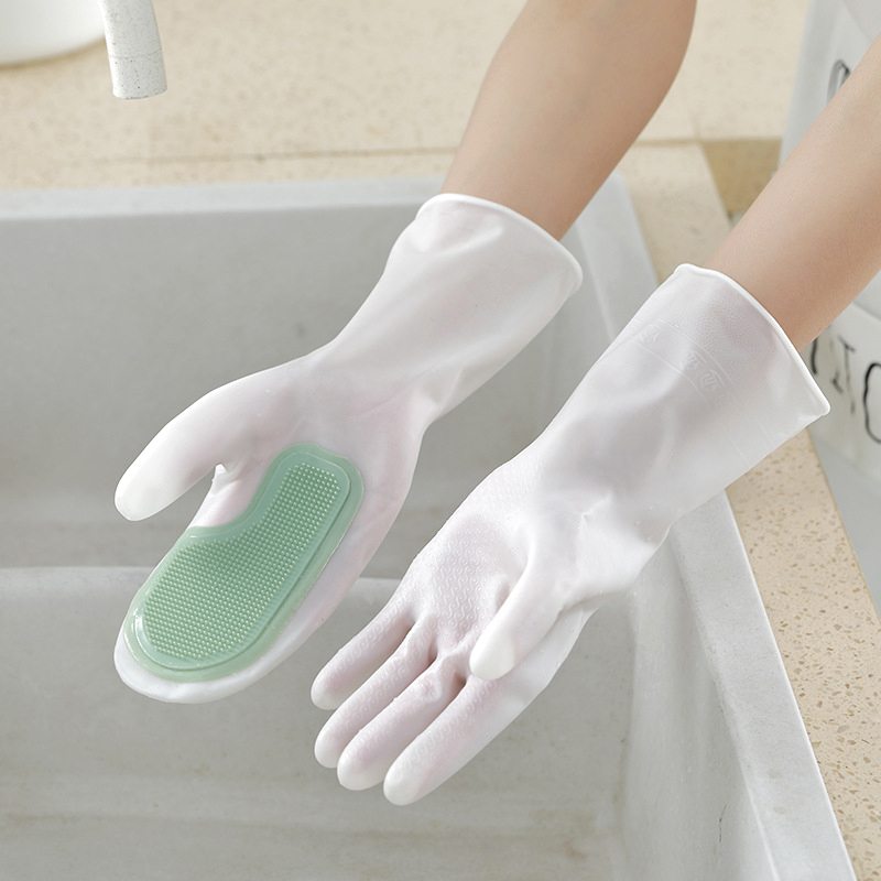 1/2PCS Dishwashing Cleaning Gloves Magic Silicone Rubber Dish Washing Glove for Household Scrubber Kitchen Cleaning Scrub Gloves