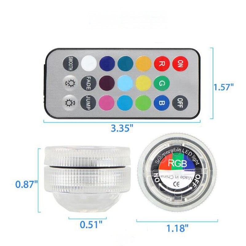Onderwater Licht Led Waterdicht Zwembad Licht Rgb Submersible Licht Diameter 3Cm Diamant Vorm Vaas Lamp Met Afstandsbediening