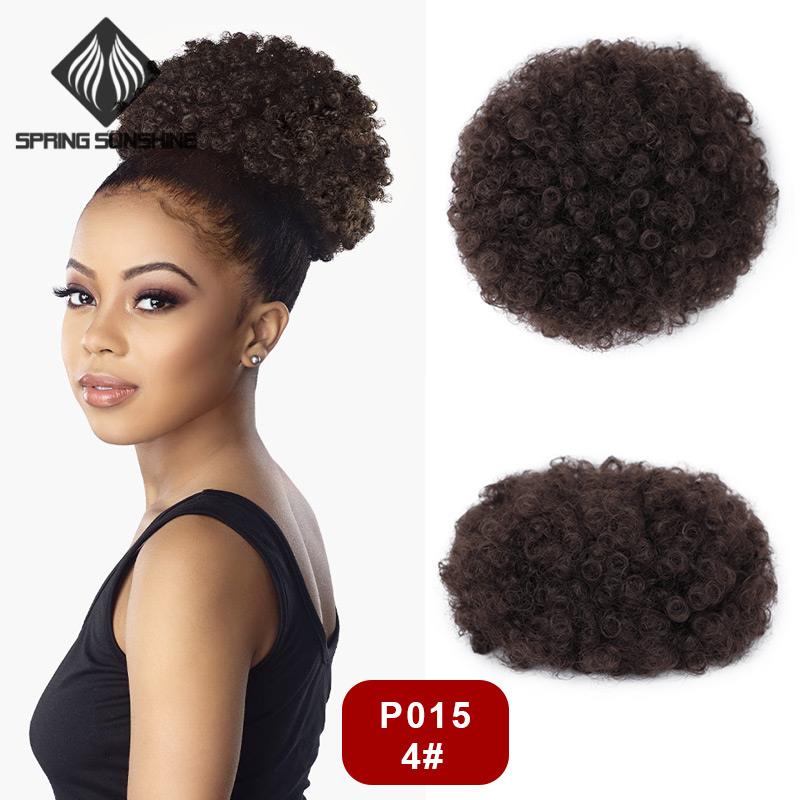 Spring sunshine – queue de cheval bouffante, cheveux synthétiques Afro bouclés, chignon haut avec cordon de serrage, queue de cheval Afro courte, 1 pièce/paquet: P015-4
