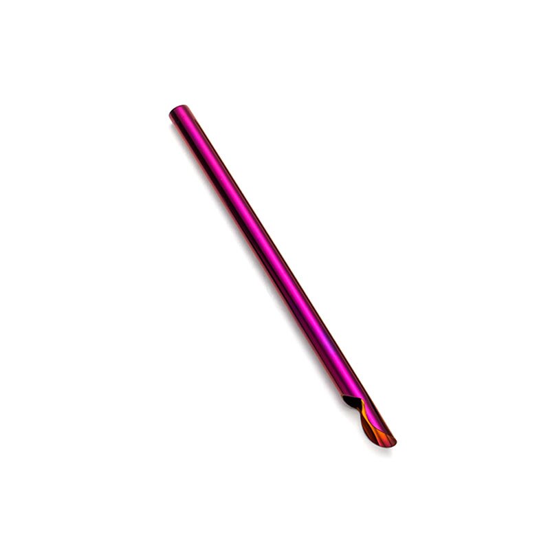 1Pc Reusable 304 Stainless Steel Drinking Straws 12mm Metal Sturdy Straight Portable Drinks Straw Stirring Spoon With Brush: Purple