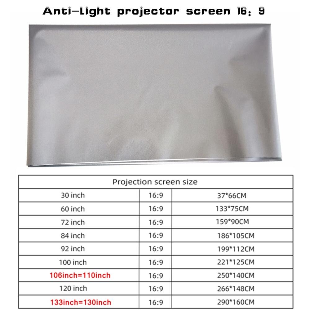 MIXITO 130-Inch Projector Metal Curtain 16:9 Anti-Light Screen Home Office Portable 3d High-Definition Enhanced Picture