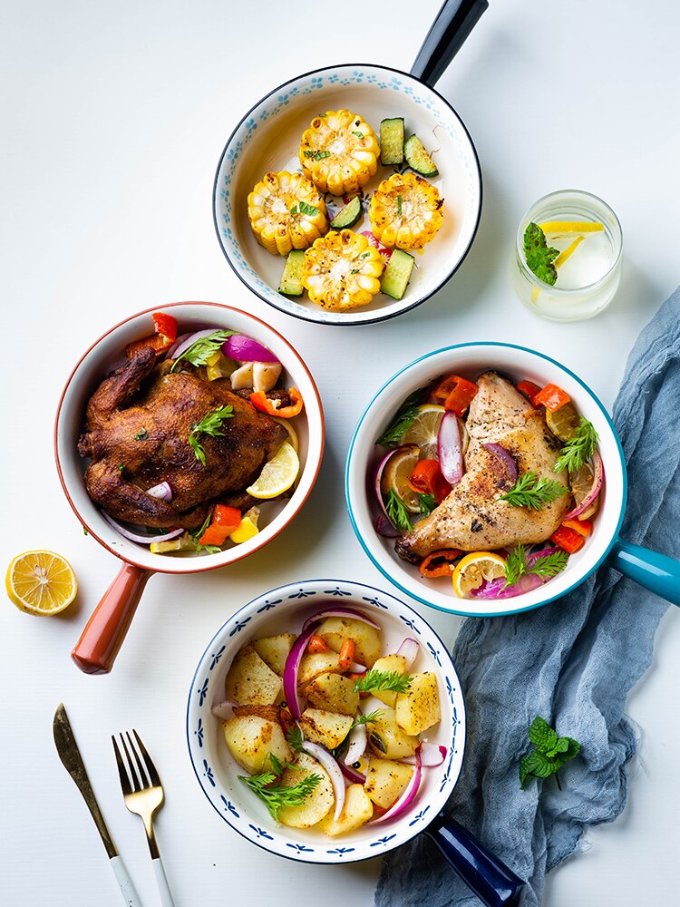 hand-painted ceramic baking bowl salad bowl soup bowl breakfast bowl microwave oven cheese baked rice wy121704