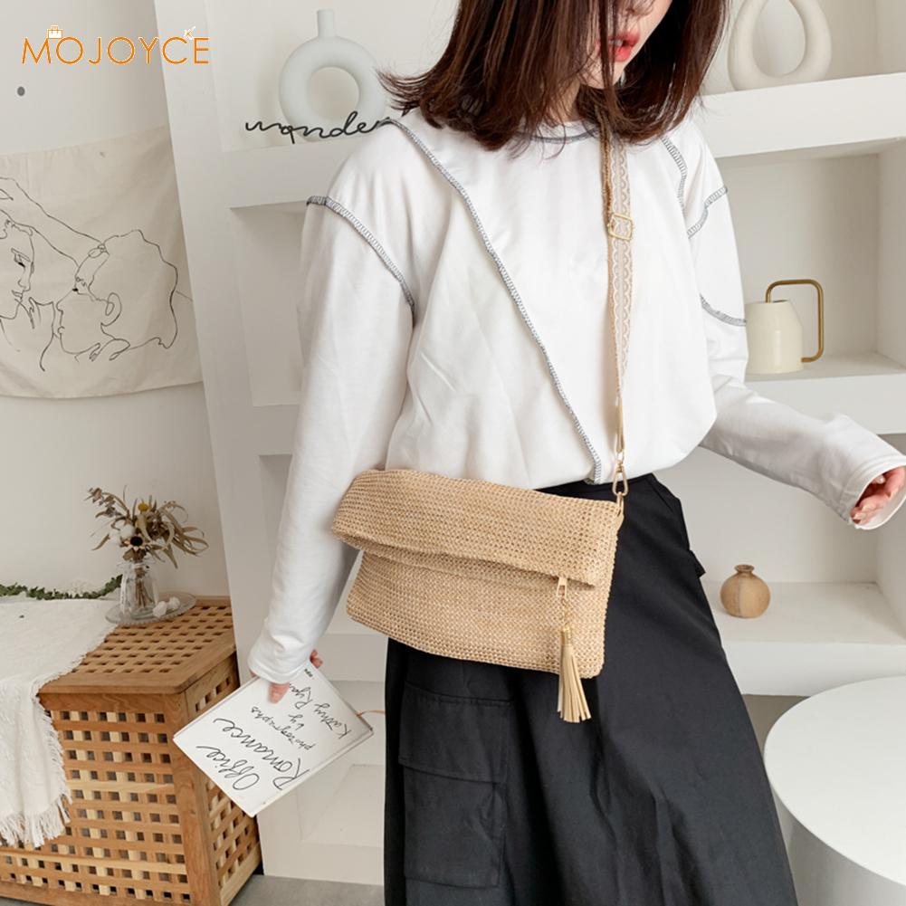 Women Straw Weave Shoulder Handbags Totes Female Casual Beach Woven Messenger Crossbody Satchel Bags