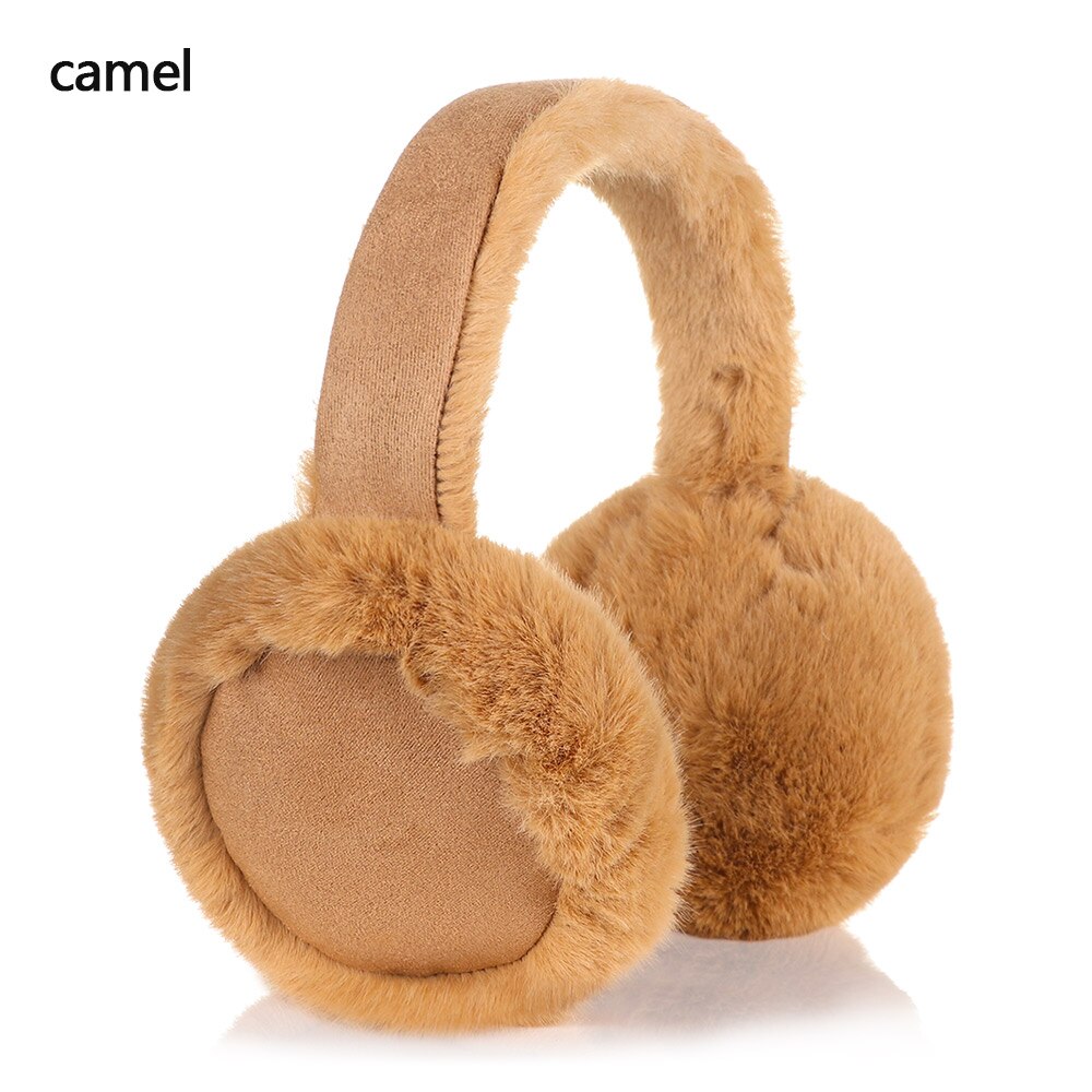 Damskie zimowe ciepłe futerkowe nauszniki jednokolorowe miękki pluszowy nauszniki ochraniacze uszu odkryty wiatroszczelny utrzymuj uszy ciepłe: wielbłąd