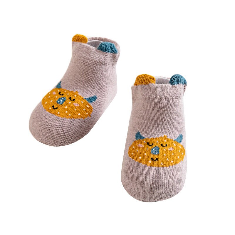 All Season Infant Baby Kid Boy Girl Cotton Short Socks Cute Cartoon Animals Pattern Comfortable Soft Soled Anti-slip Floor Socks: Lavender / 1-3Y