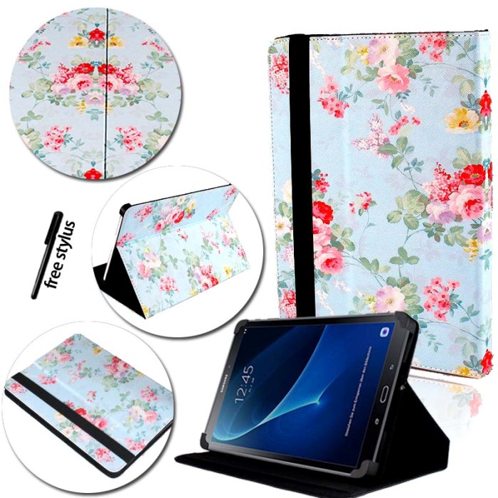 KK&LL para Samsung Galaxy Tab A A6 7,0 T280 T285 )-Funda de cuero para Tablet inteligente: Blue Floral