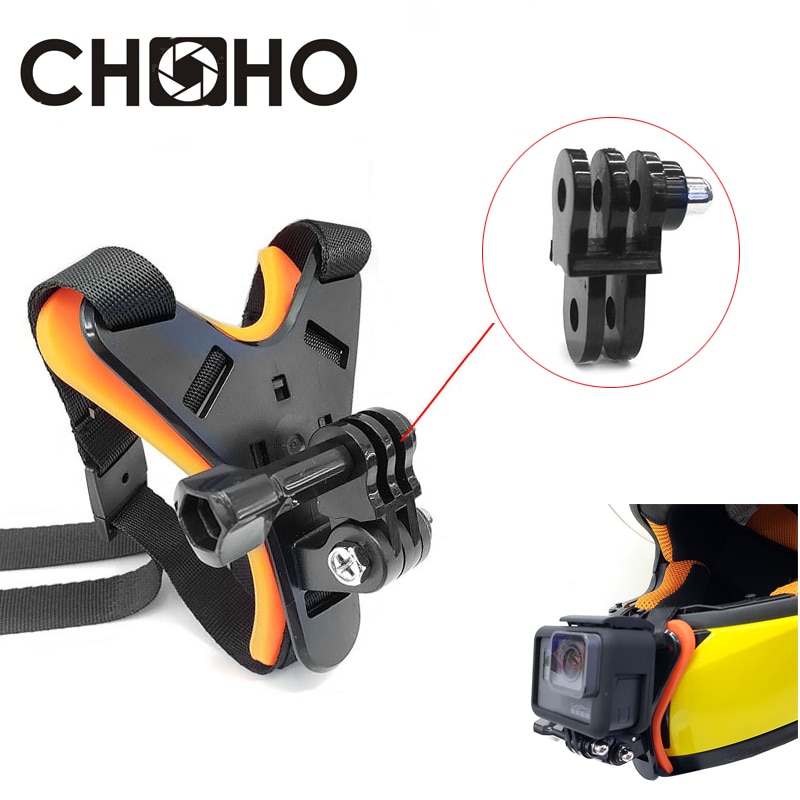 Capacete cinta ventilado queixo ajustável equitação cinto cabeça titular adaptador para gopro hero 9 8 7 6 xiaomi yi 4k sjcam osmo acessórios