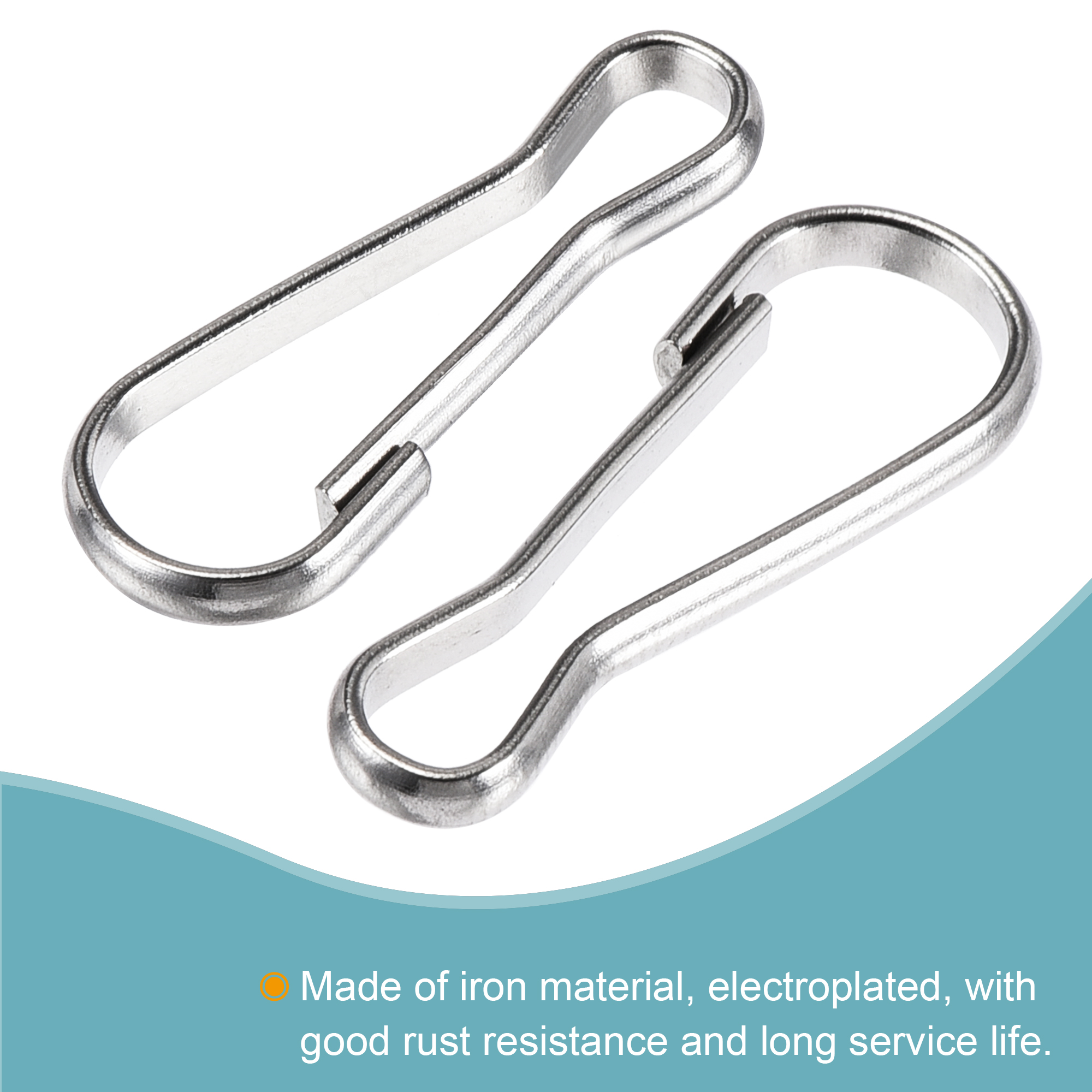 Uxcell Spring Hooks Snap Clip Hooks 25x9.5x2mm 304 Stainless Steel Silver Tone 80 Pcs