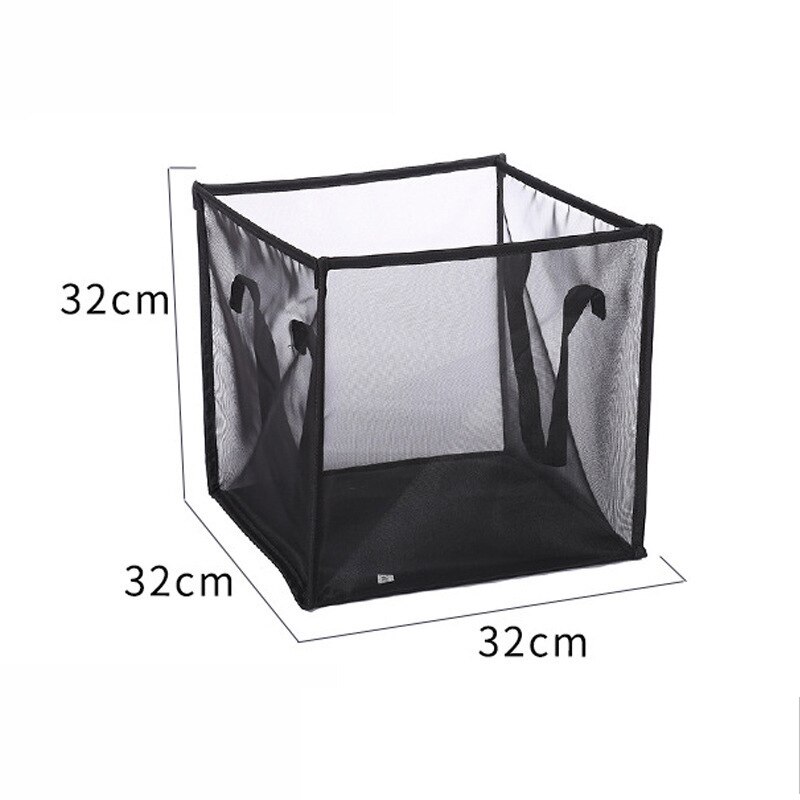 Dirty Laundry Clothes Basket Foldable Fabric Grid Household Clothes Storage Large Capacity Bathroom Finishing Storage Basket Bag: Black Small box