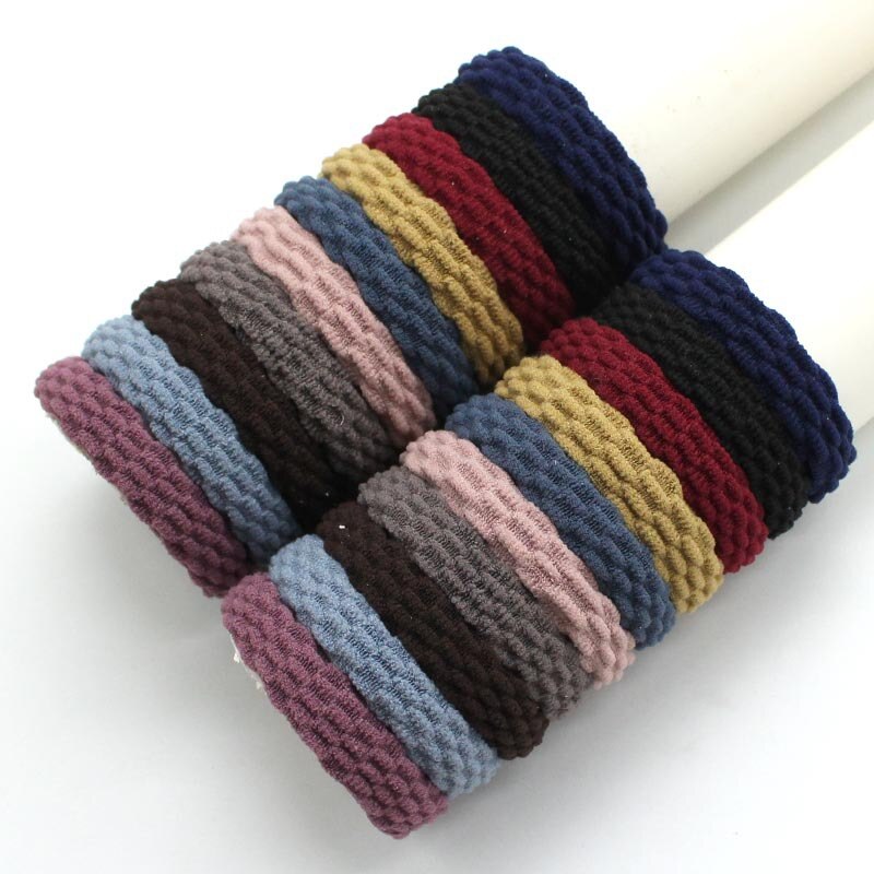 20 piezas audaz de jacquard elástica toalla anillo de banda de goma anillo pelo Pelo sin costuras durable de cabello accesorios para el cabello, cuerda: 1