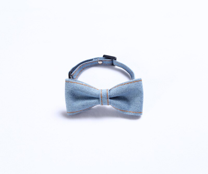 Pet Cat Collar Simple Denim Bow Tie Cat Dog Adjustable Tie Collar Pet Accessories Supplies: Light denim big bow