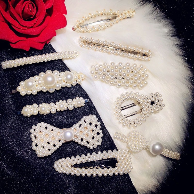 Vintage Hairwear Voor Vrouwen Eenvoudige Zoetwater Parels Bloem Haar Clip Haarspelden Hairwear Fijne Sieraden Temperament Zoete Bijoux