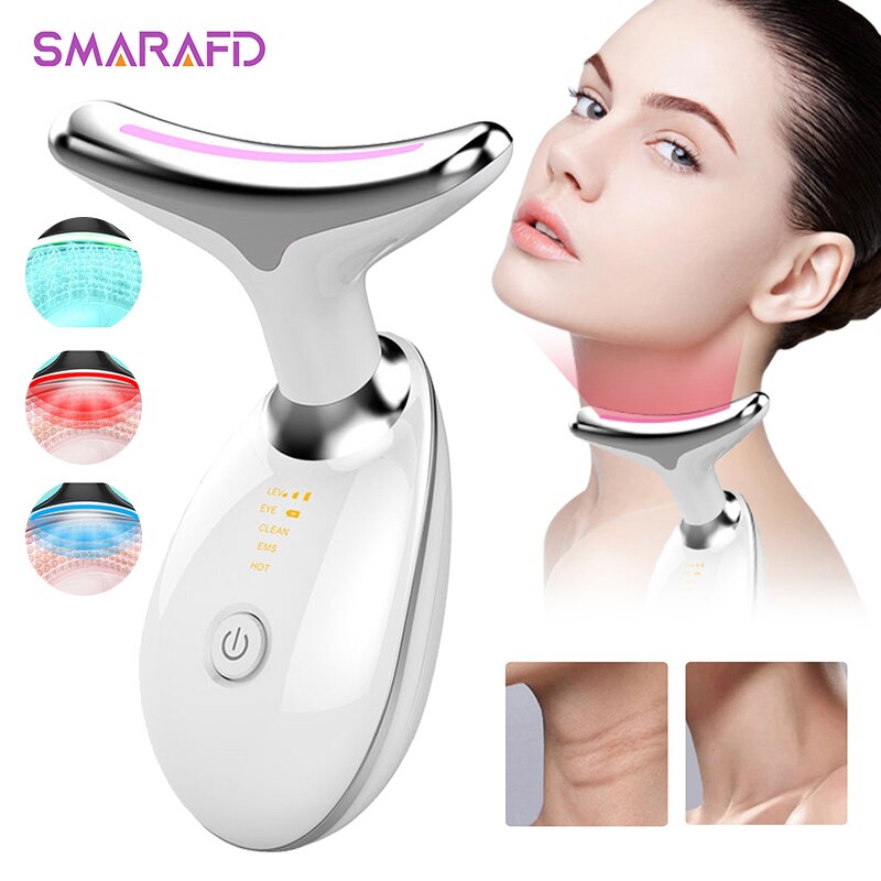 3-Kleur Hals Massager, Lifting En Verstevigende Massager, Elektrische Micro-Huidige Rimpel Remover, led Photon Facial Schoonheid Instrument