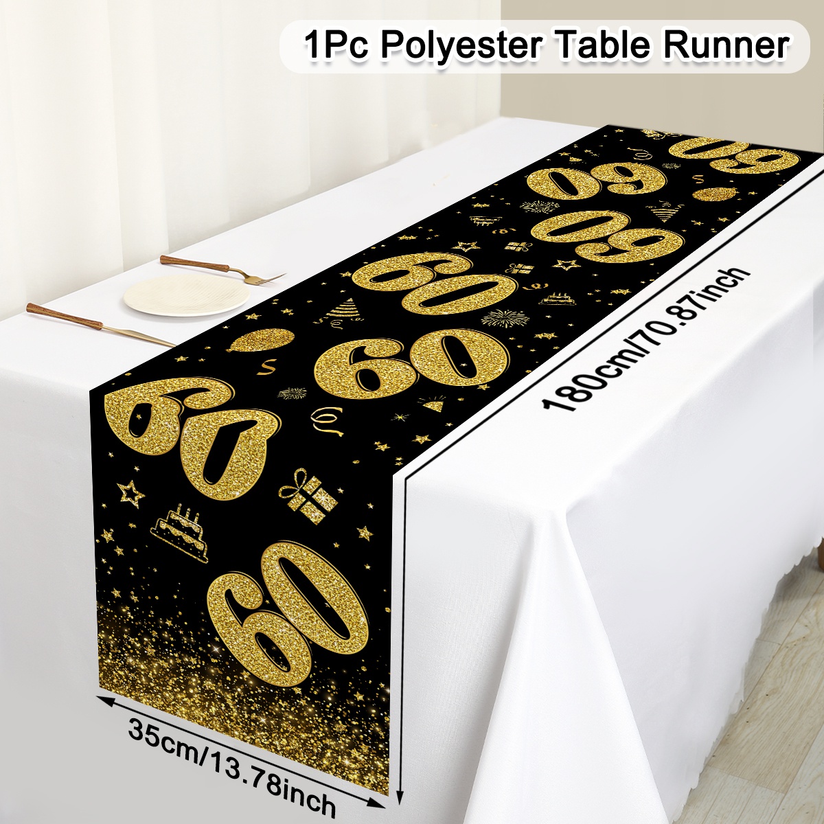 18 30 40 50 Year Old Black Gold Table Runner Happy Birthday Party Decoration Adult 30th 40th 50th 60t Birthday Tablecloth Banner: PURPLE
