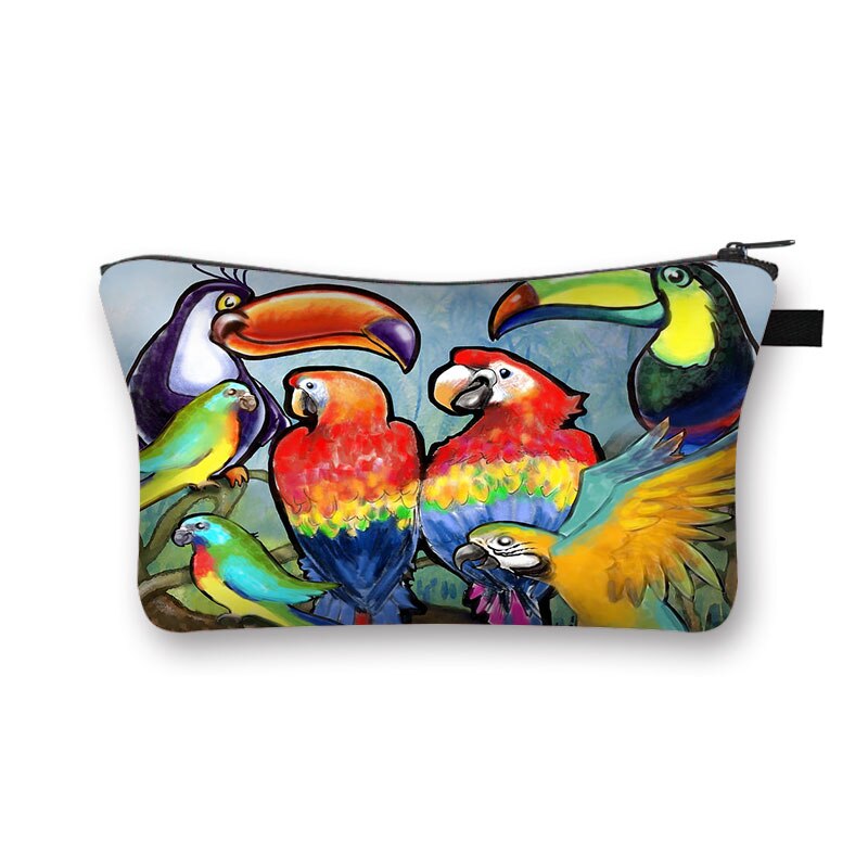 Cute Bird Parrot kosmetyczka kobiety kosmetyczka dziewczyna organizator etui kosmetyki dla kobiet Case kobiece torby podróżne ze schowkiem