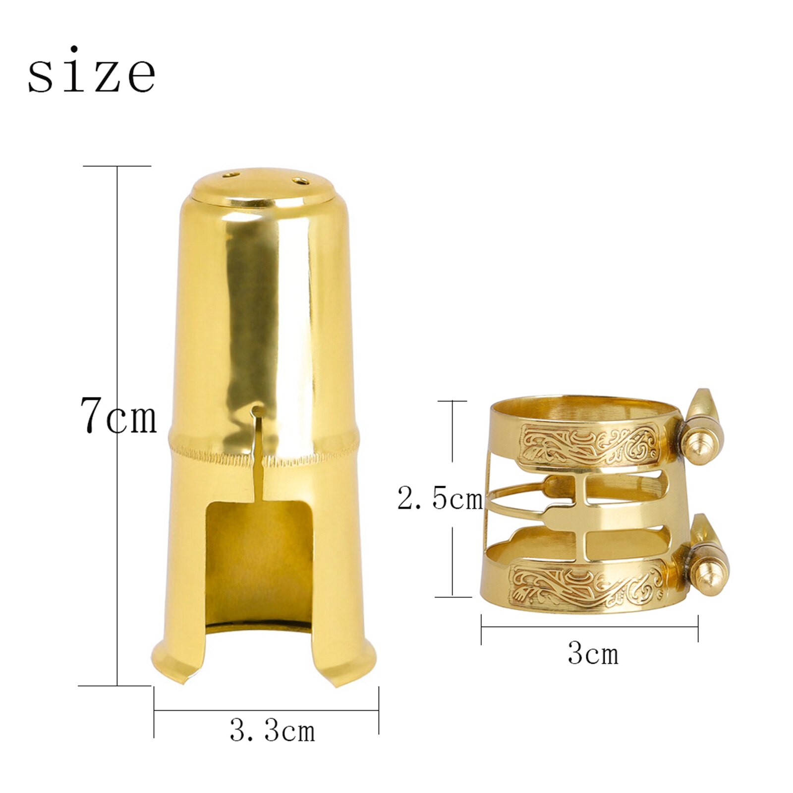 Solid Brass Alto Saxophone Mouthpiece Cap Cover Ligature Kit