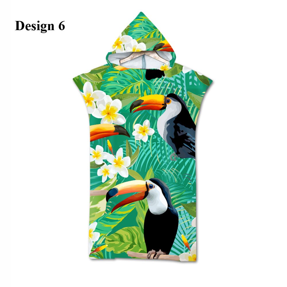 Tropische Bloem Monstera Parrot Toekan Flamingo Aloha Volwassen Kinderen Hooded Handdoek Zwembad Bad Strandlaken Poncho: Design 6