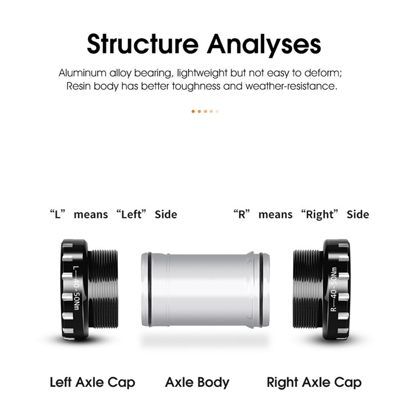 Bicycle Bottom Bracket Aluminum Waterproof BSA 68/73mm Screw/Thread Type Crankset Bearings Bicycle Axis Parts