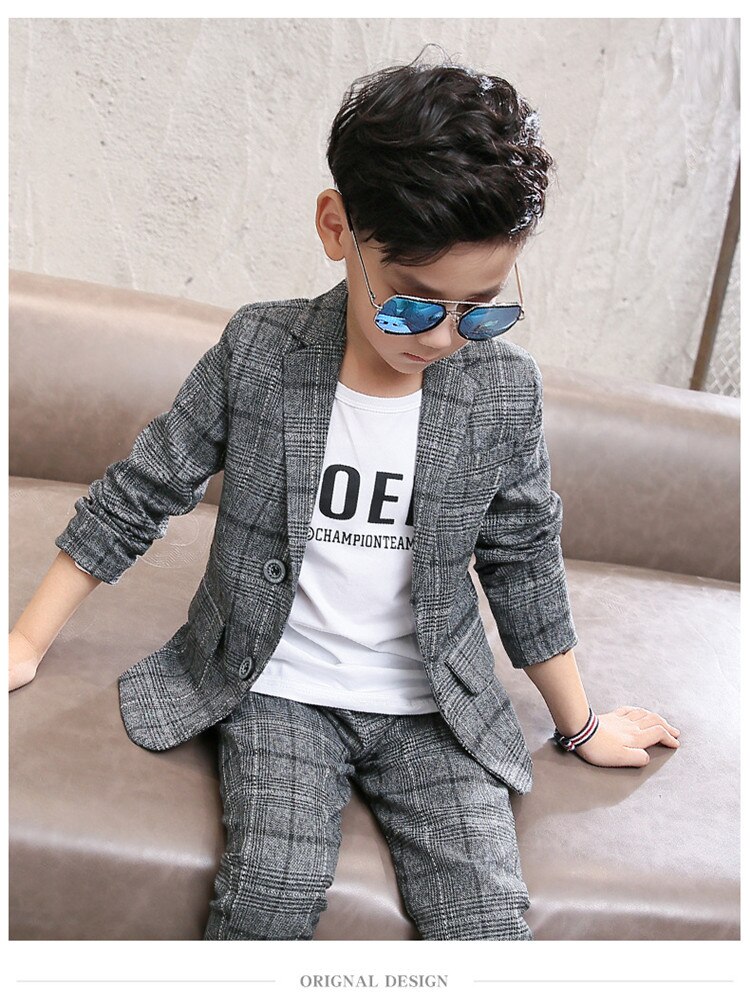 Traje casual para niños traje, conjunto de dos piezas de primavera y otoño para niños grandes, conjunto de dos piezas casual