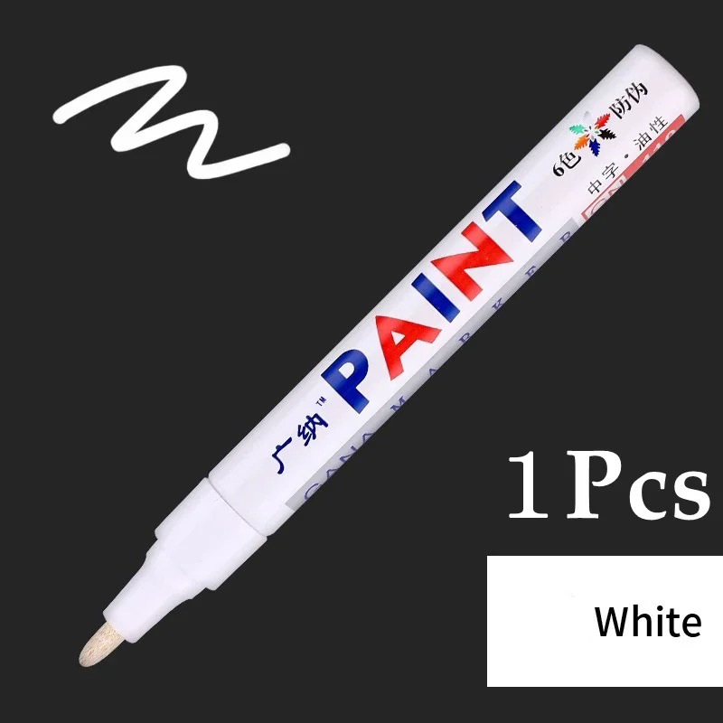 Rotuladores de pintura de colores permanentes, marcadores impermeables, pintura de tela de goma de rodadura de neumáticos, marcadores de pintura de metal de 12 colores, 1/6: Transparente