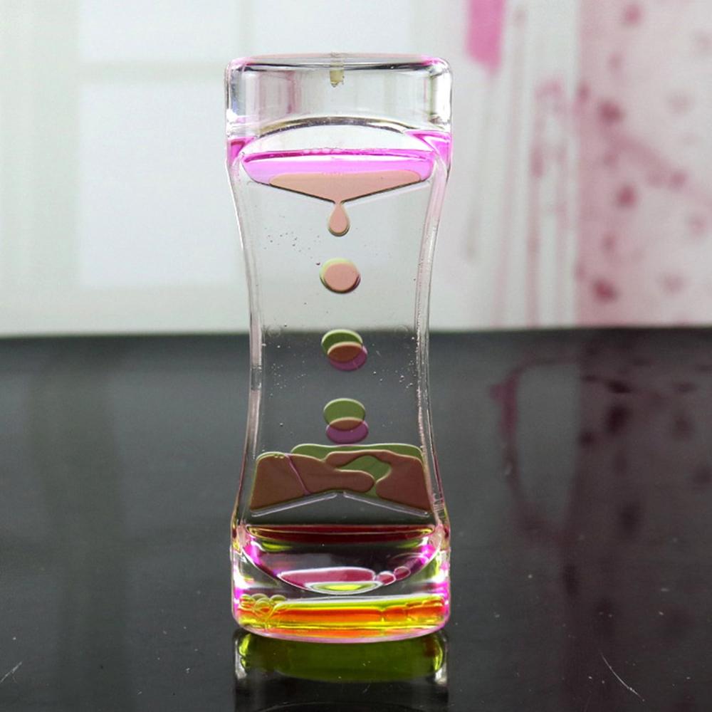 Dryp olie akryl timeglas desktop farvet dekoration flydende bevægelse boble timeglas flydende flydende olie timeglas legetøj: Gul lyserød