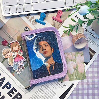 Mini 3 Holes Puncher Pvc Binder Notebook Journal Loose-leaf Diary Zipper Cover Journal Pocket Notepad School Stationery: purple only cover