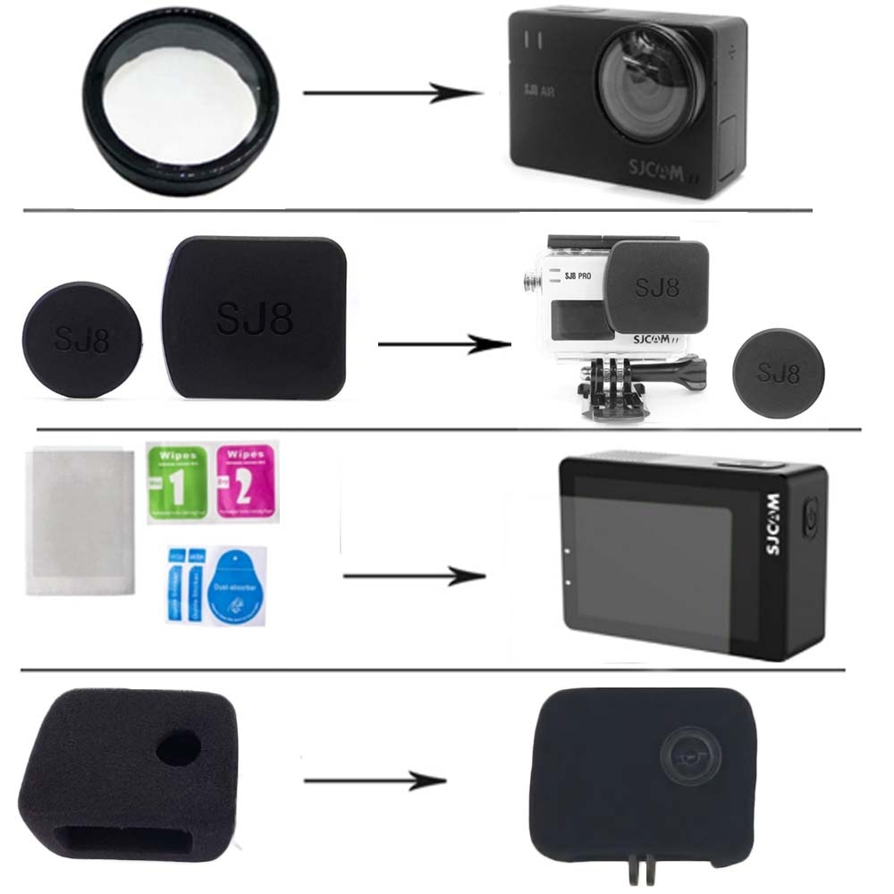 JINSERTA ため SJ8 プロ/プラス/空気 UV フィルタースポンジフロントガラスカメラレンズキャップ防水ハウジングケースフード画面保護フィルム