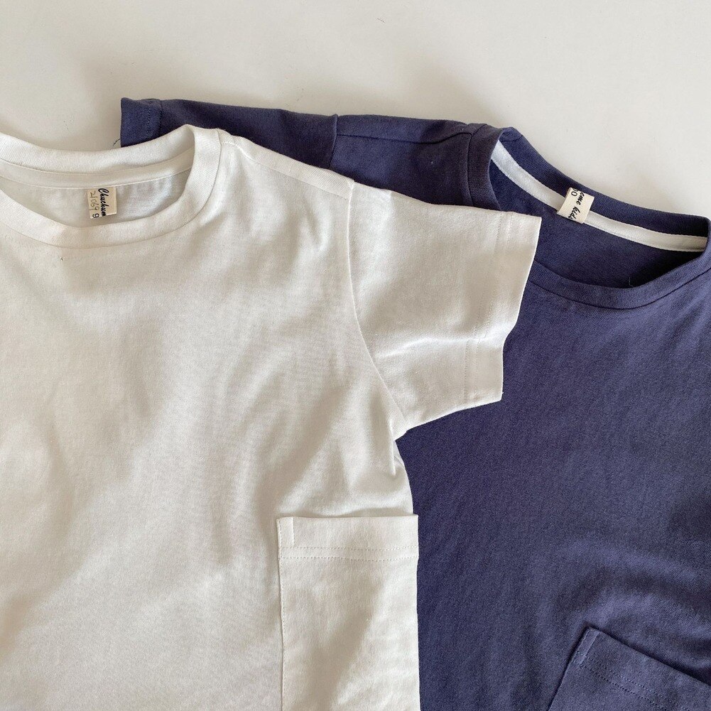 T-shirt à manches courtes pour garçons et filles, couleur unie, 2-6T, été