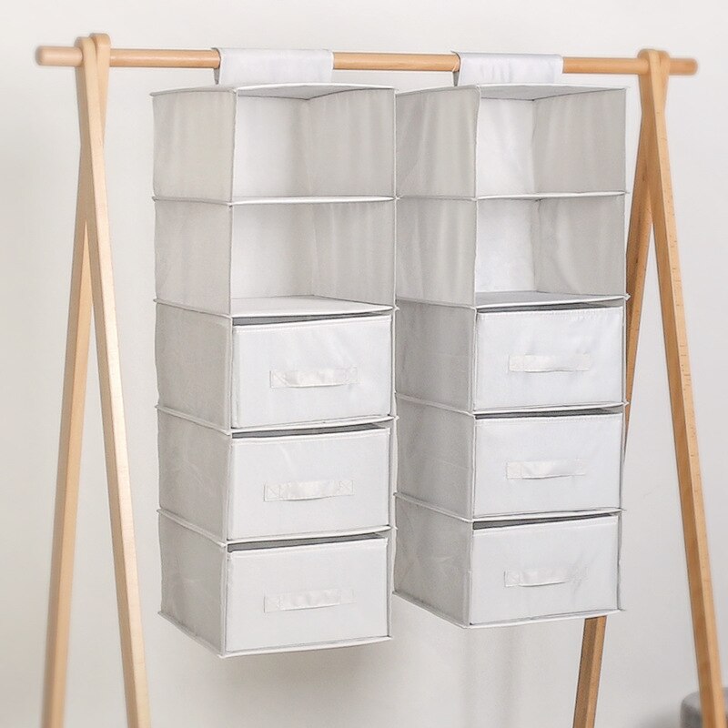 Home Wardrobe Hanging Organizers Clothes Shoes Pocket Storage Box Garment Underwear Shelf Shelves With Drawer Case Accessories