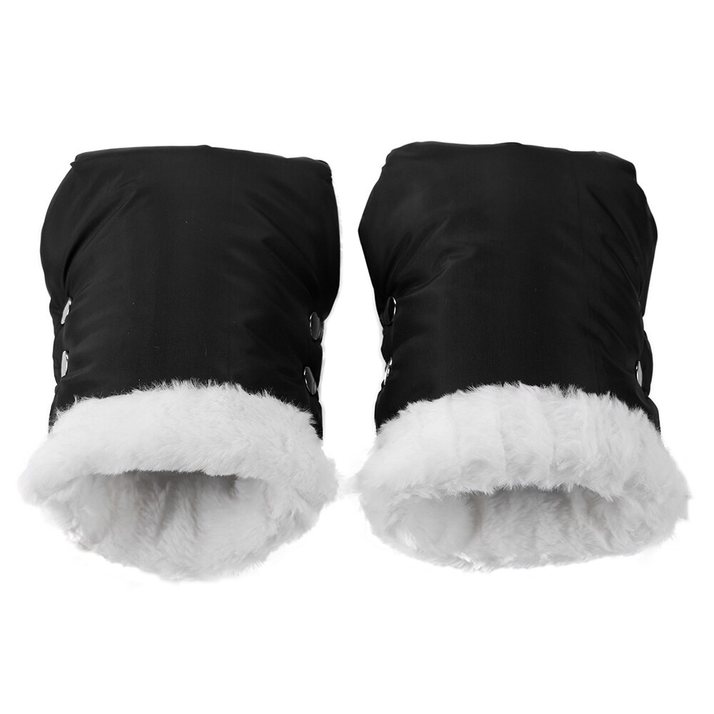 Winter Warm Stroller Gloves Waterproof Fleece Hand Muff Pram Accessories Mitten Winter Warm Gloves Pushchair Hand Muff: Black