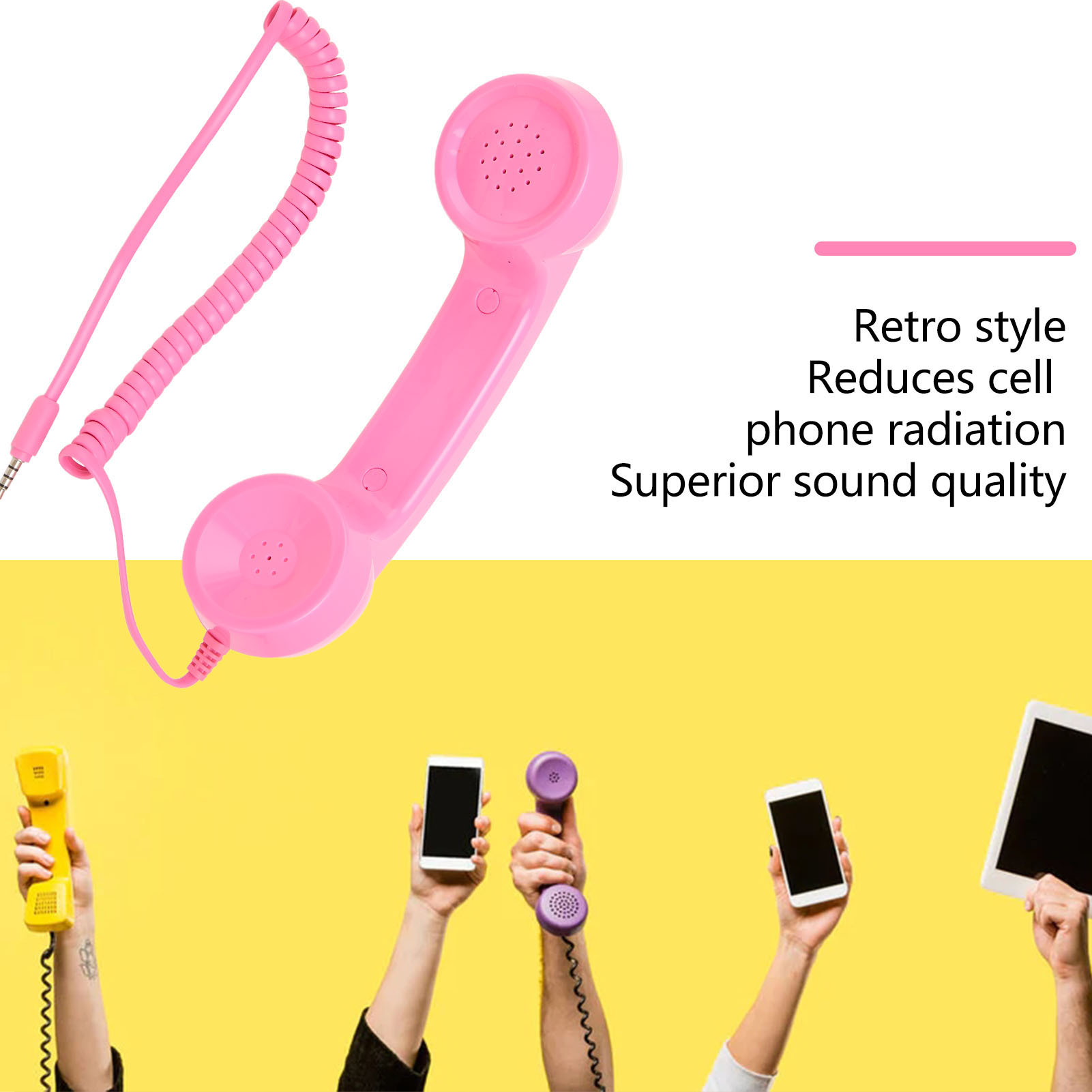 Ricevitore telefonico portatile multifunzione con un clic a prova di radiazioni, ricevitore telefonico retrò per telefoni cellulari e computer