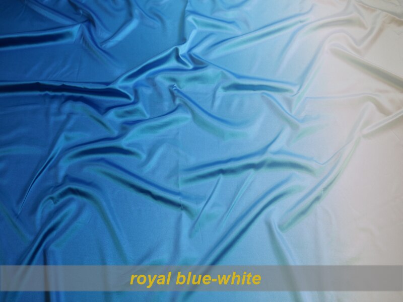 100cm*120cm gradient polyester satin stof dans gradient stof skygge farve tøj materiale: Kongeblå hvid