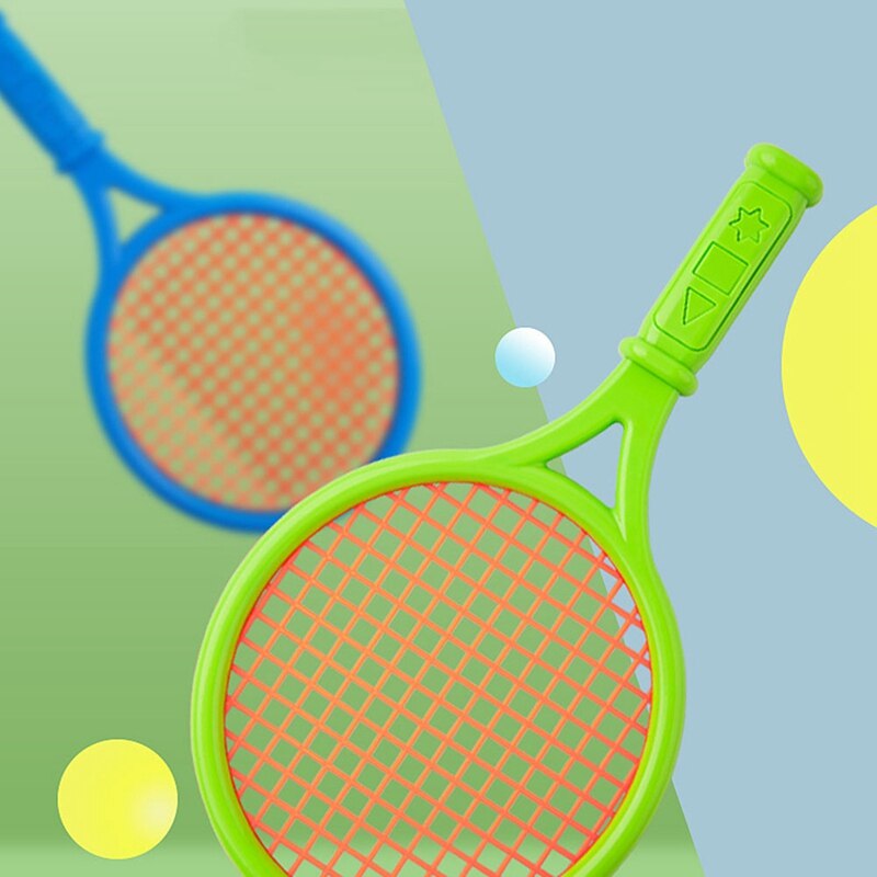 Criança mini raquete de tênis esporte treinamento plástico tênis raquetes badminton com bola crianças escola praia oval brinquedos