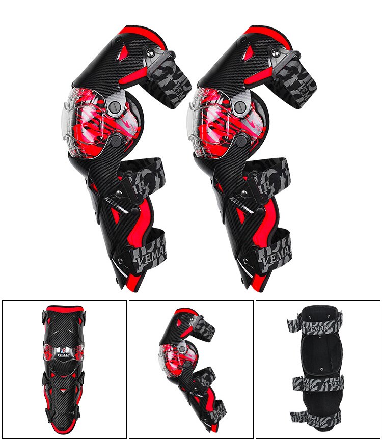 Protège-genoux de moto | protection du tibia, genouillères de Motocross MX protège-genoux, doublure amovible: Red
