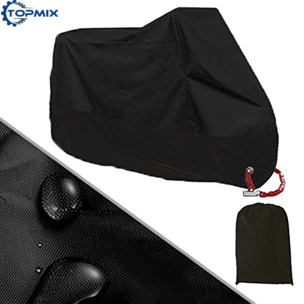 L XL XXL XXXL XXXXL 190T Black Motorcycle Cover Outdoor UV Protector Waterproof Rain Dustproof Cover Anti-theft with Lock Hole