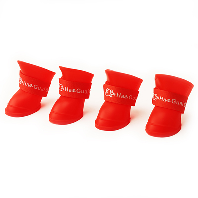 XL/XXL 4pcs/set Pet Shoes Dog Waterproof Rain Boots Rubber Candy Color Large Dog Shoes: Red / XXL