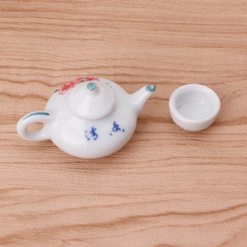 Miniatur Ornamente Keramik Teekanne Tee Tassen einstellen Simulation Essen Geschirr F3mich