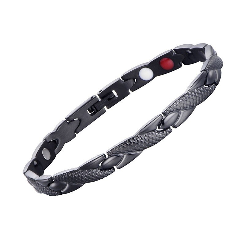 Dragon pattern Twisted Healthy Magnetic Magnet Bracelet for Women Power Therapy Magnets Bracelets Bangles for Women Men: Black