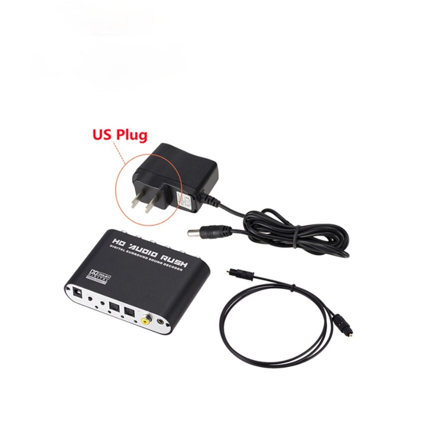 Digital to Analog 5.1 CH audio decoder amplifier SPDIF Coaxial to RCA DTS AC3 Optical digital Amplifier Analog Converte For TV: US Plug