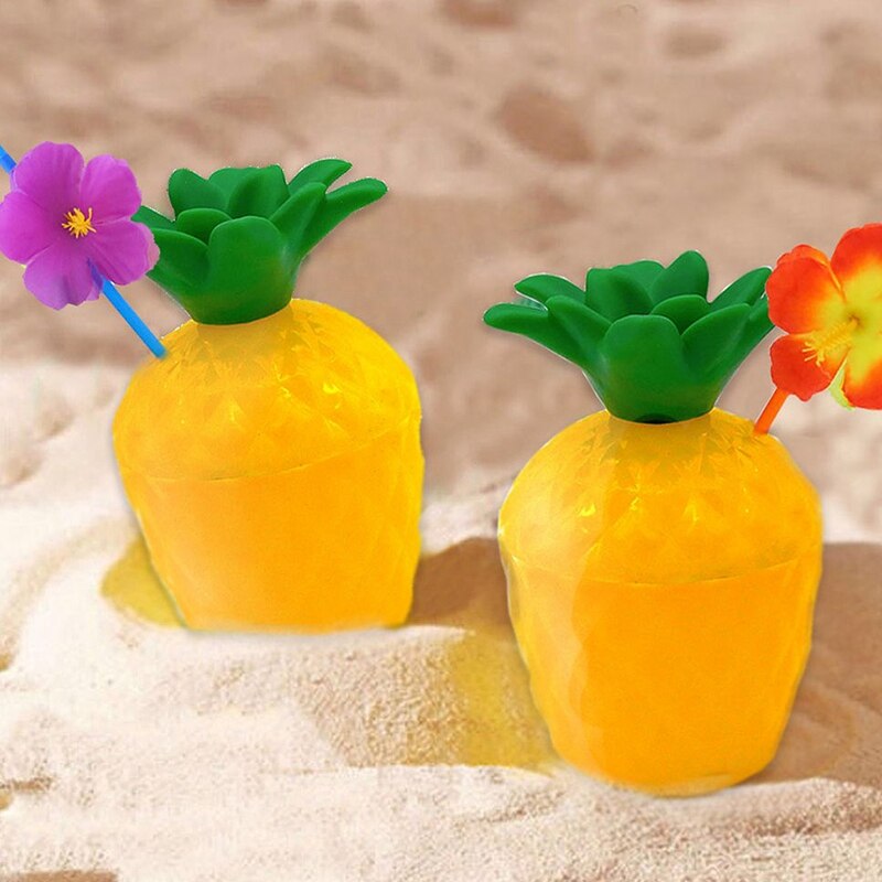 6 stk plastik ananas drikke kop tropisk kop strand hawaii festdekoration