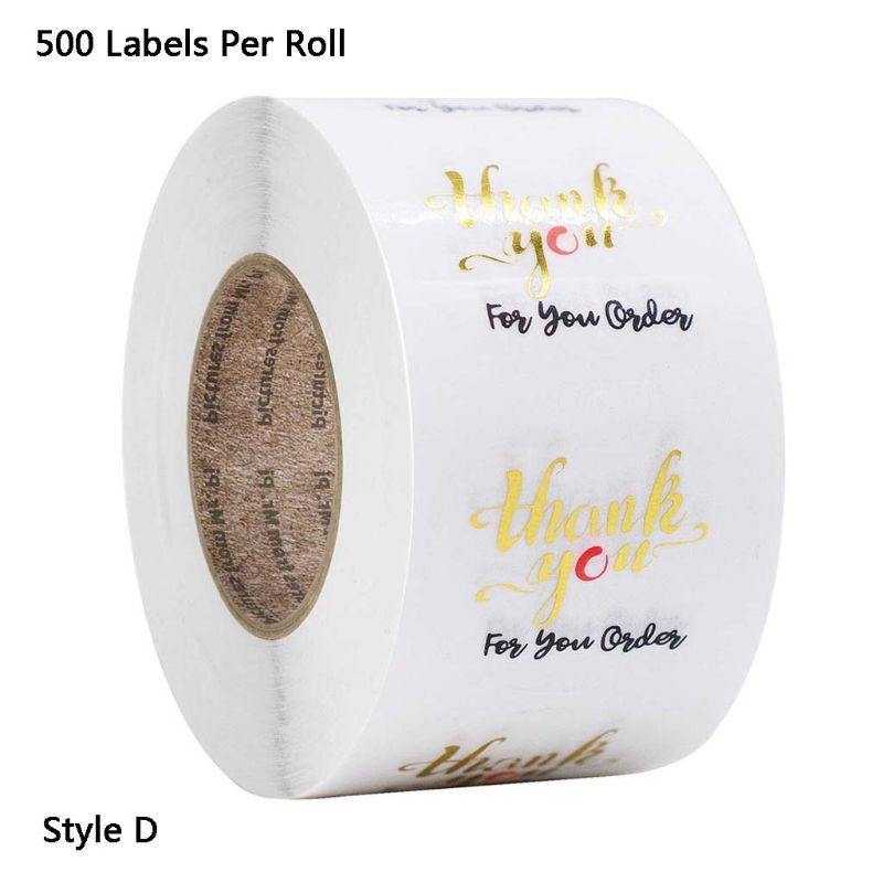 500 Uds./rollo redondo transparente gracias por su pedido Paquete de pegatinas sello etiqueta hecho a mano tarjeta Scrapbooking Decoración: 5AC703779-D