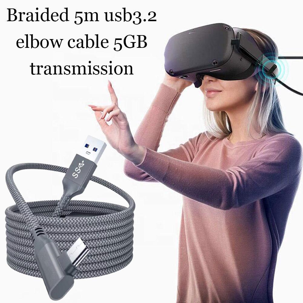 5m ladekabel und datenkabel für oculus quest / quest 2 vr headset, usb 3.0 typ-c datenübertragung, typ-c auf usb-a kabel, vr-zugang