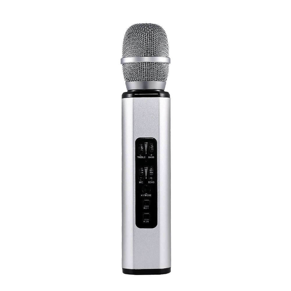 Wireless Bluetooth Karaoke Microphone Speaker KTV Music Player Singing Recorder Handheld Condenser Mic Singing: silver