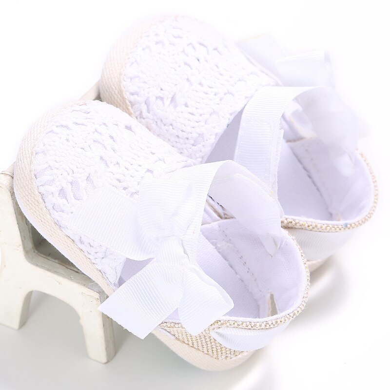Belle enfant en bas âge princesse premiers marcheurs bébé filles enfant Prewalker chaussures à semelle souple robe à nœud chaussures à tricoter bébé chaussures