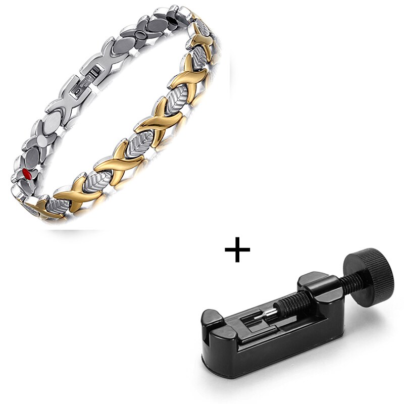 RainSo Healing FIR Magnetic Bio Energy Women's Bracelets Stainless Steel Charm Bracelets Germanium Hologram Jewelry for Women: Reddish Brown