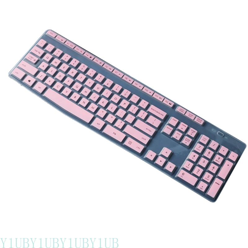 Y1UB Dustproof Waterproof Transparent Silicone Keyboard Cover Skin Protectors for MK345 K345 Wireless Keyboard Accessories: Pink
