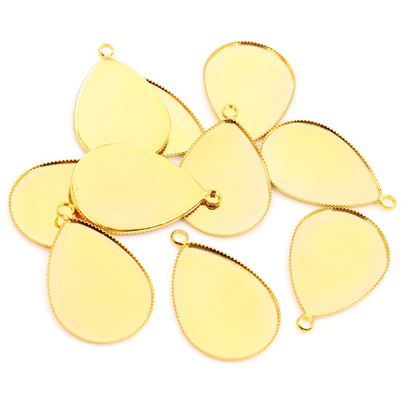 10-20 st 18 x 25mm 13 x 18mm 10 x 14mm koppar stil tand cabochon bas cameo inställningar halsband gör själv smycken: Guld- / 10 x 14mm 20 st