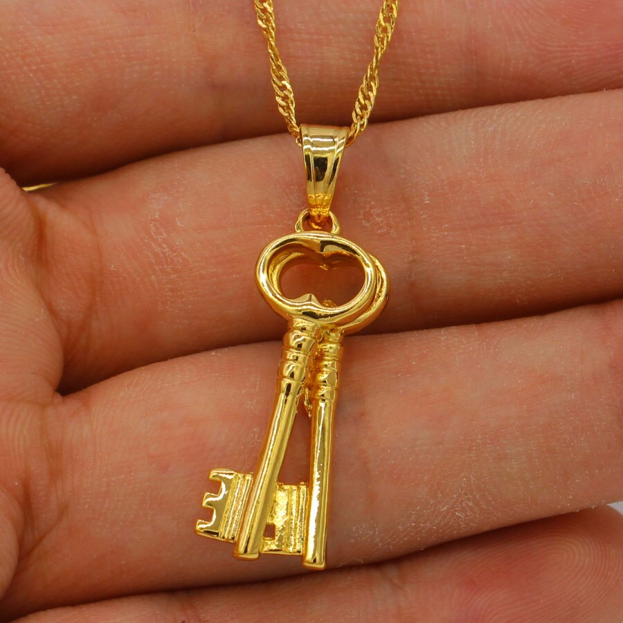 Light Weight Key Pendant Gold Color African/Nigeria Women/Girls Pendant Necklaces Party Accessories